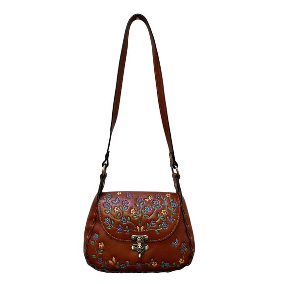 Patricia Nash Hand-painted Embossed Leather Shoulder Bag Size Small - Picture 3 of 13